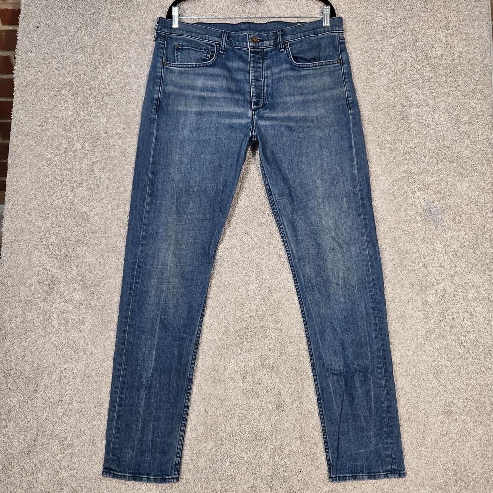 Rag & Bone Fit 2 Slim Jeans Mens 36x32 Blue Made in USA Button Fly Rock City